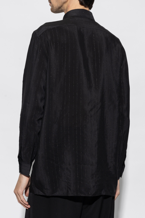 シャツ Saint Laurent Embroidered Silk Shirt Saint Laurent Black Logo Embroidered T-Shirt – Zoo Fashions